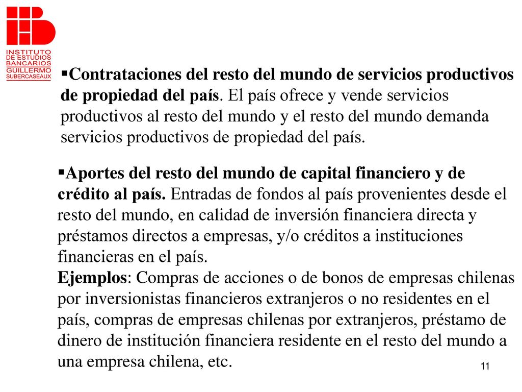 Contrataciones del resto del mundo de servicios productivos