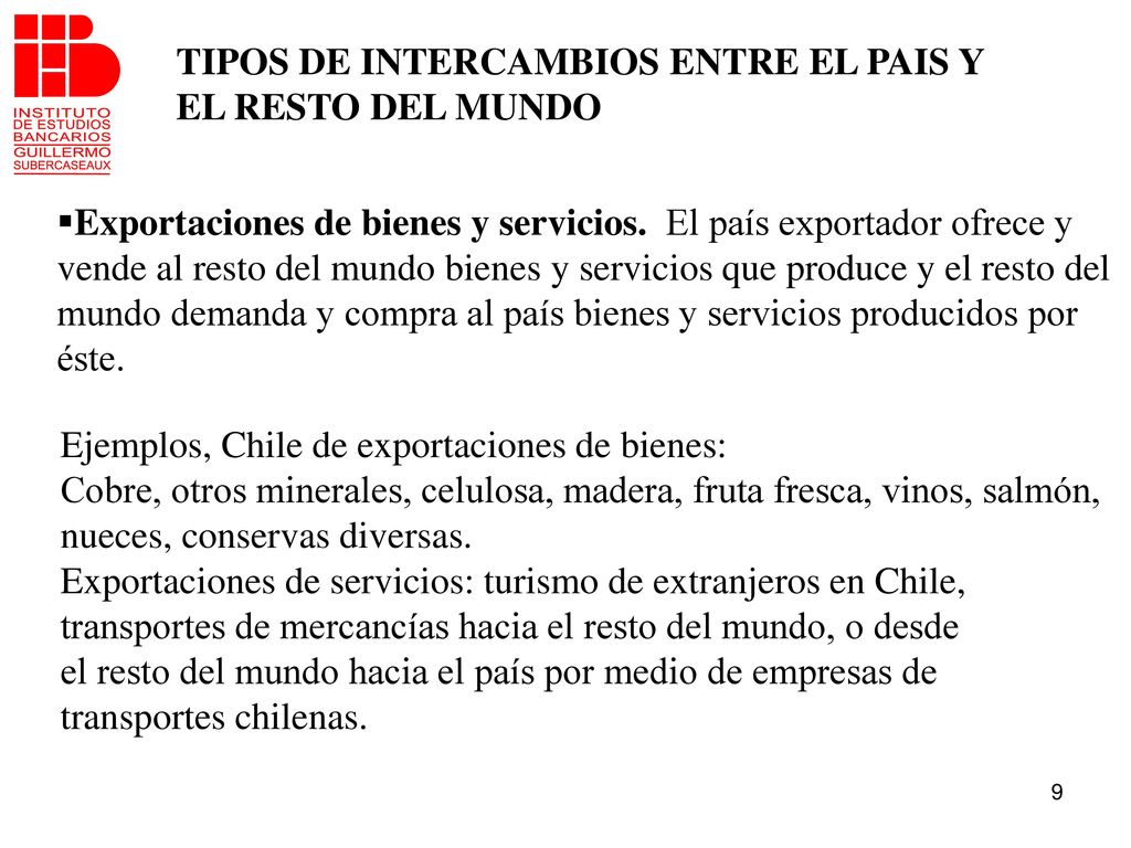 TIPOS DE INTERCAMBIOS ENTRE EL PAIS Y