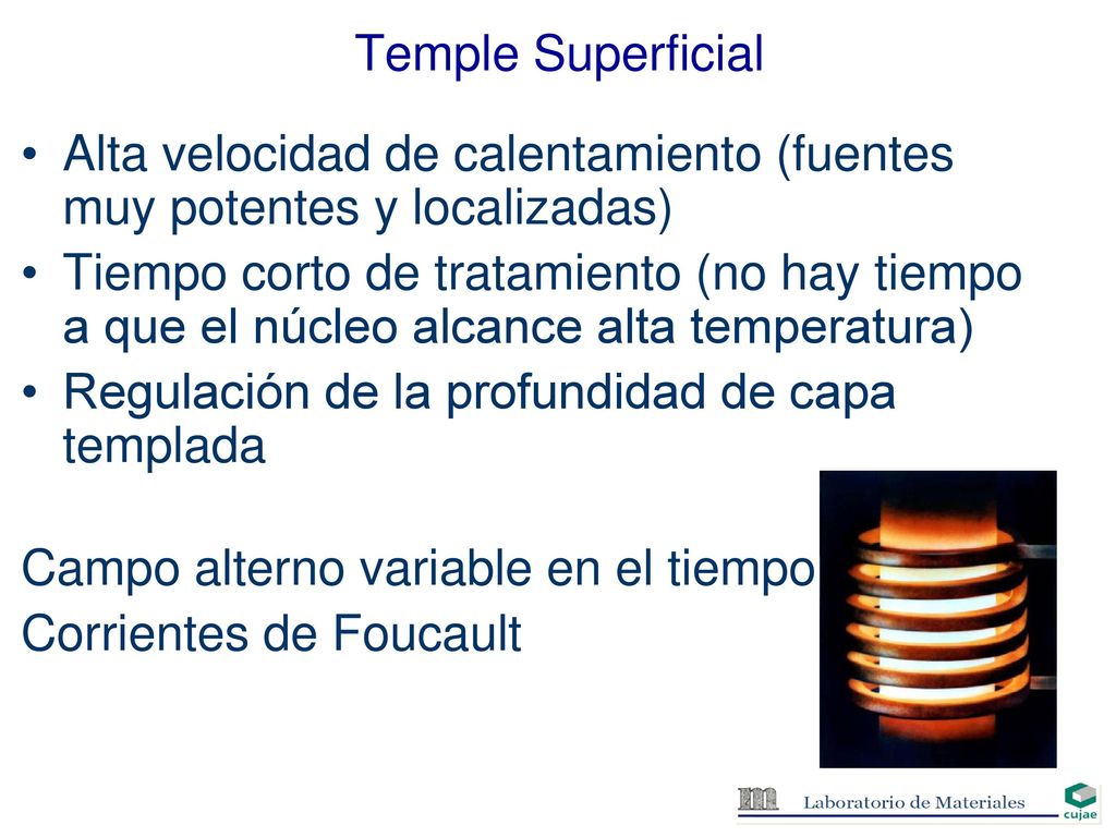 Temple Superficial Alta velocidad de calentamiento (fuentes muy potentes y localizadas)