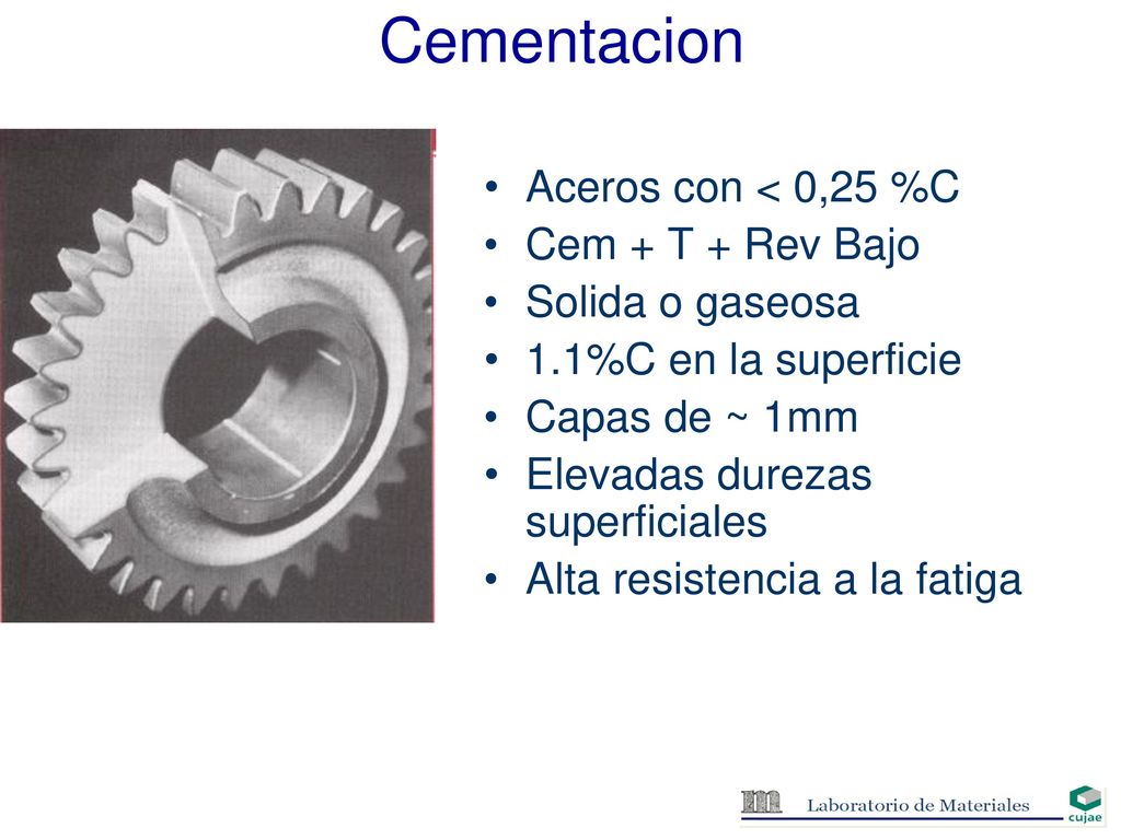 Cementacion Aceros con < 0,25 %C Cem + T + Rev Bajo