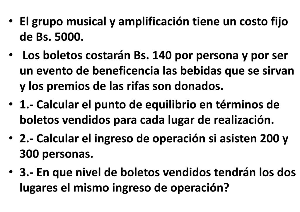 El grupo musical y amplificación tiene un costo fijo de Bs
