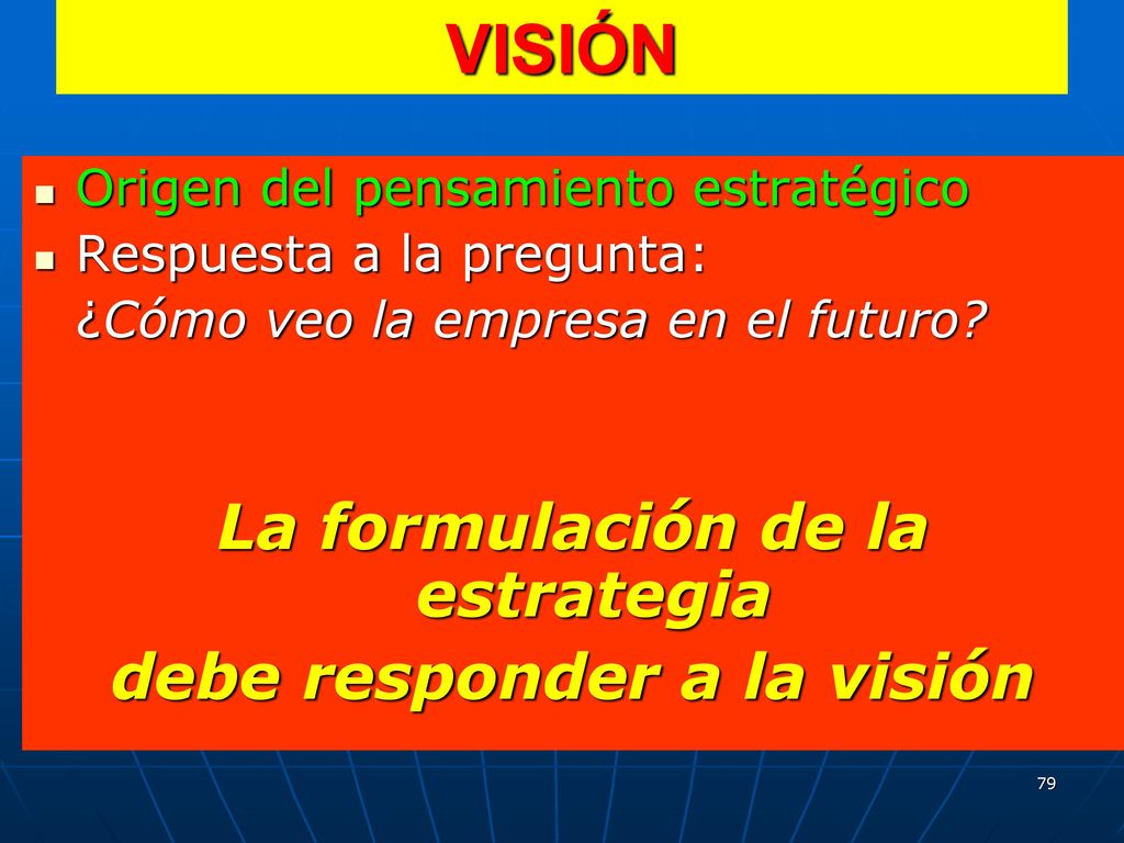 La formulación de la estrategia debe responder a la visión