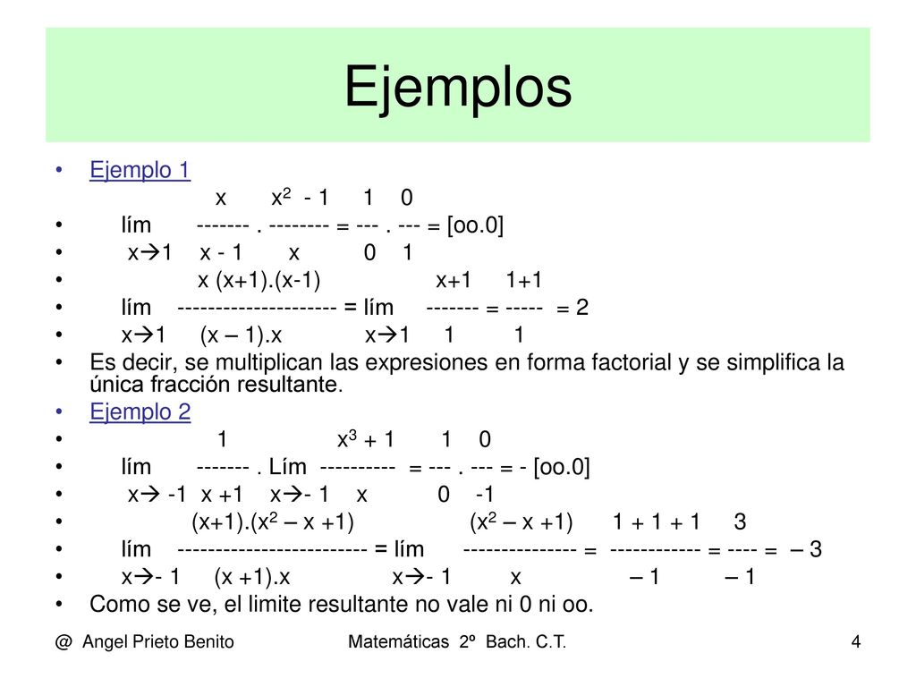 Ejemplos Ejemplo 1. x x lím ‑‑‑‑‑‑‑ = = [oo.0]