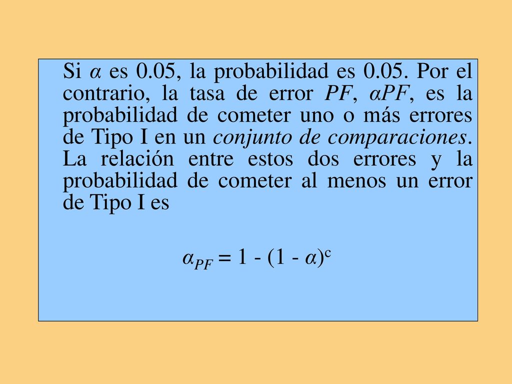 Si α es 0. 05, la probabilidad es 0. 05