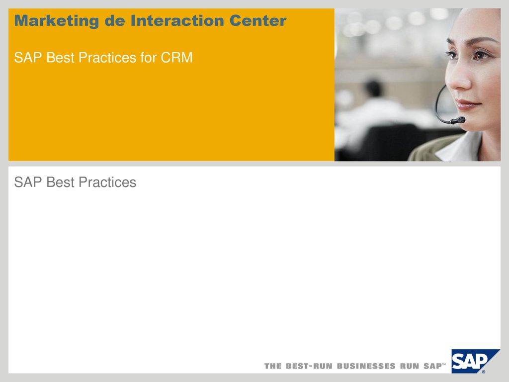 Marketing de Interaction Center SAP Best Practices for CRM