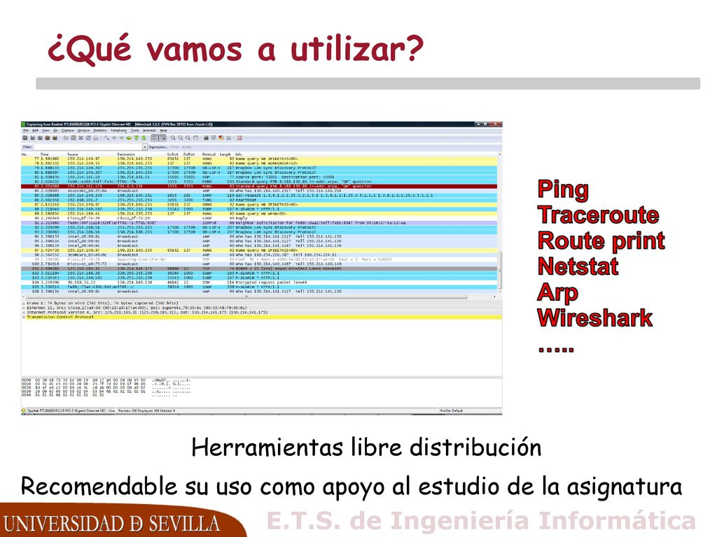 ¿Qué vamos a utilizar Ping Traceroute Route print Netstat Arp
