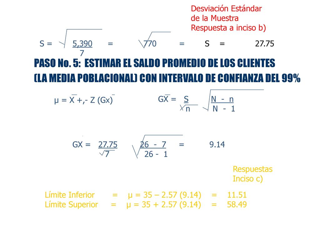 PASO No. 5: ESTIMAR EL SALDO PROMEDIO DE LOS CLIENTES