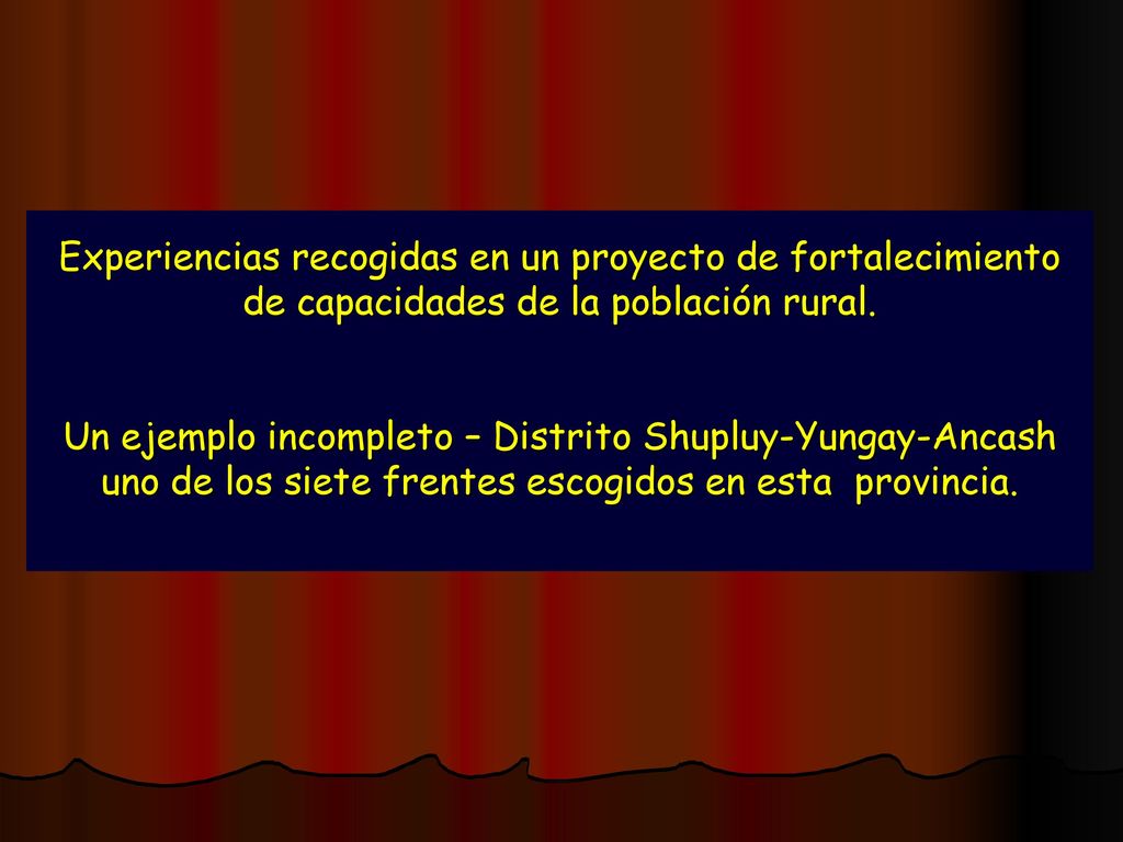 Experiencias recogidas en un proyecto de fortalecimiento de capacidades de la población rural.