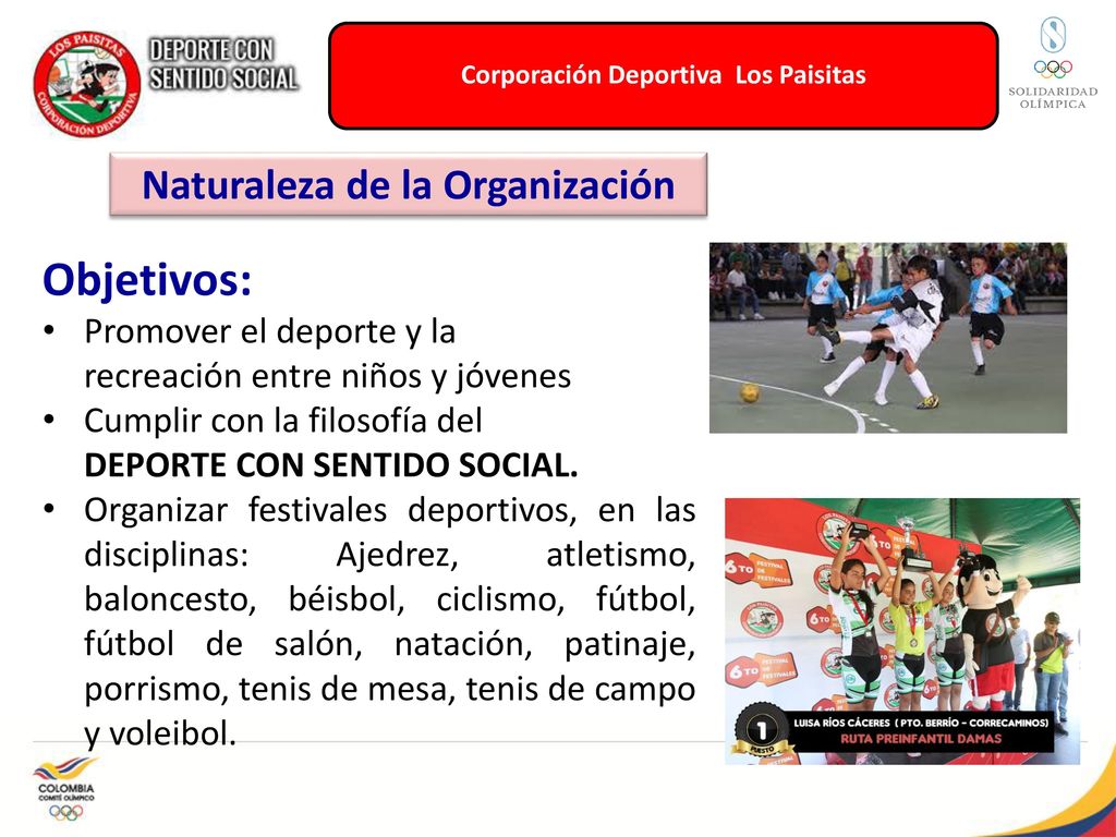 Corporación Deportiva Los Paisitas Naturaleza de la Organización