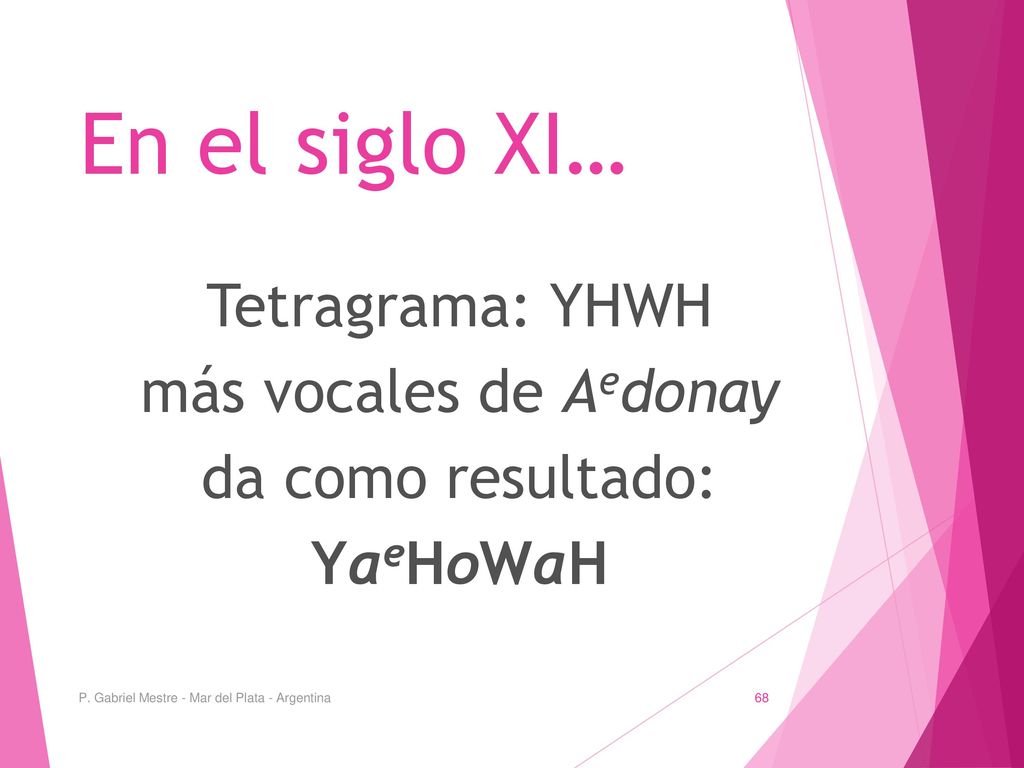 Tetragrama: YHWH más vocales de Aedonay da como resultado: YaeHoWaH