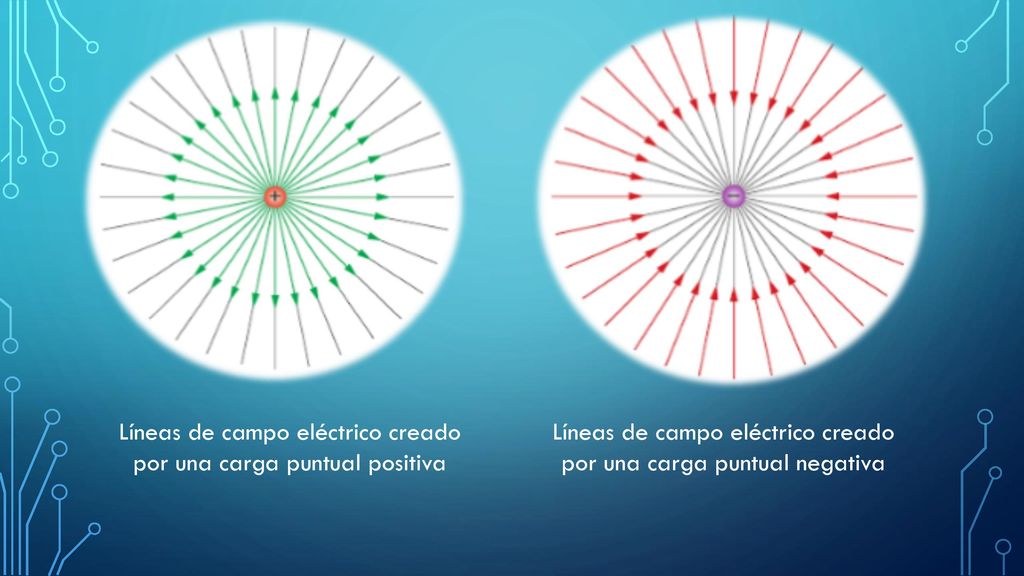 Líneas de campo eléctrico creado por una carga puntual positiva