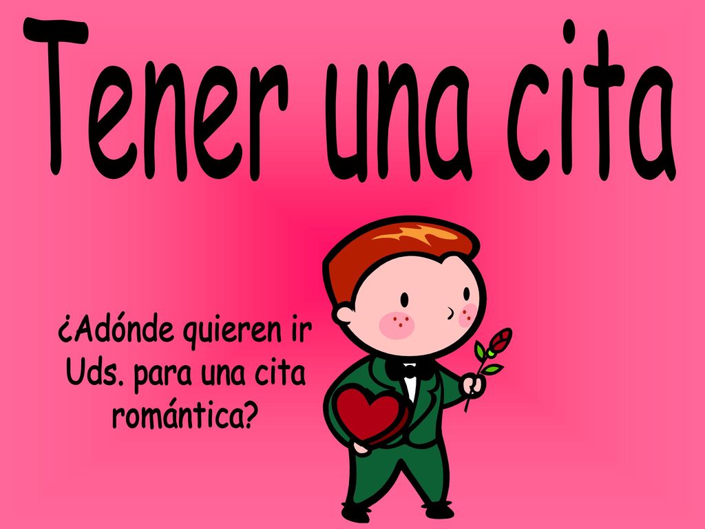 Tener una cita ¿Adónde quieren ir Uds. para una cita romántica
