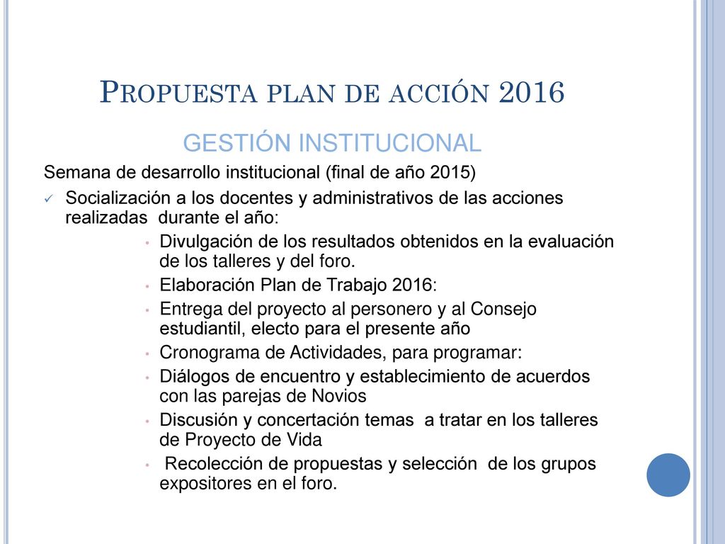 Propuesta plan de acción 2016