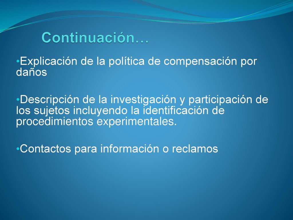 Continuación… Explicación de la política de compensación por daños