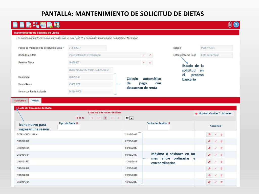 PANTALLA: LISTA DE SOLICITUDES DE DIETA