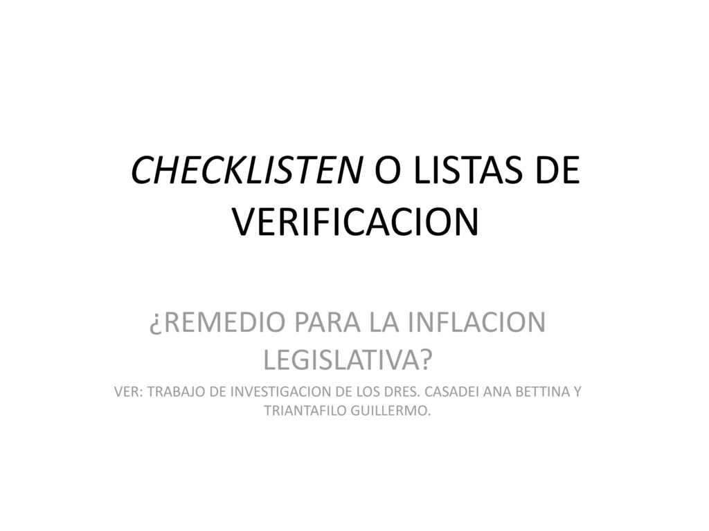 CHECKLISTEN O LISTAS DE VERIFICACION