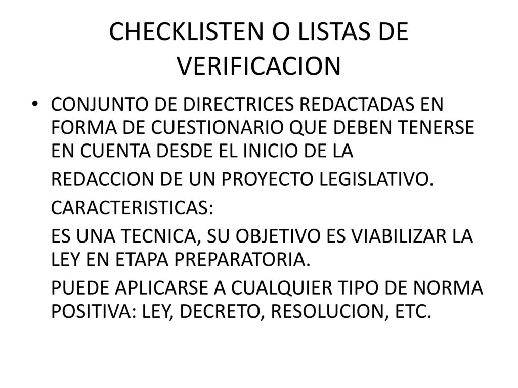 CHECKLISTEN O LISTAS DE VERIFICACION