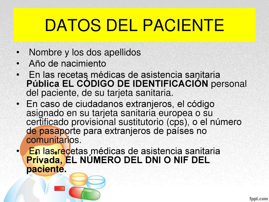 DATOS DEL PACIENTE Nombre y los dos apellidos Año de nacimiento