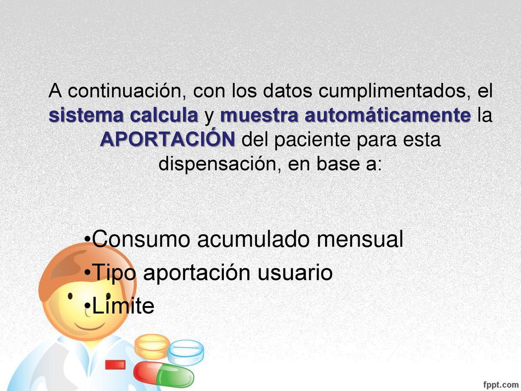 Consumo acumulado mensual Tipo aportación usuario Límite