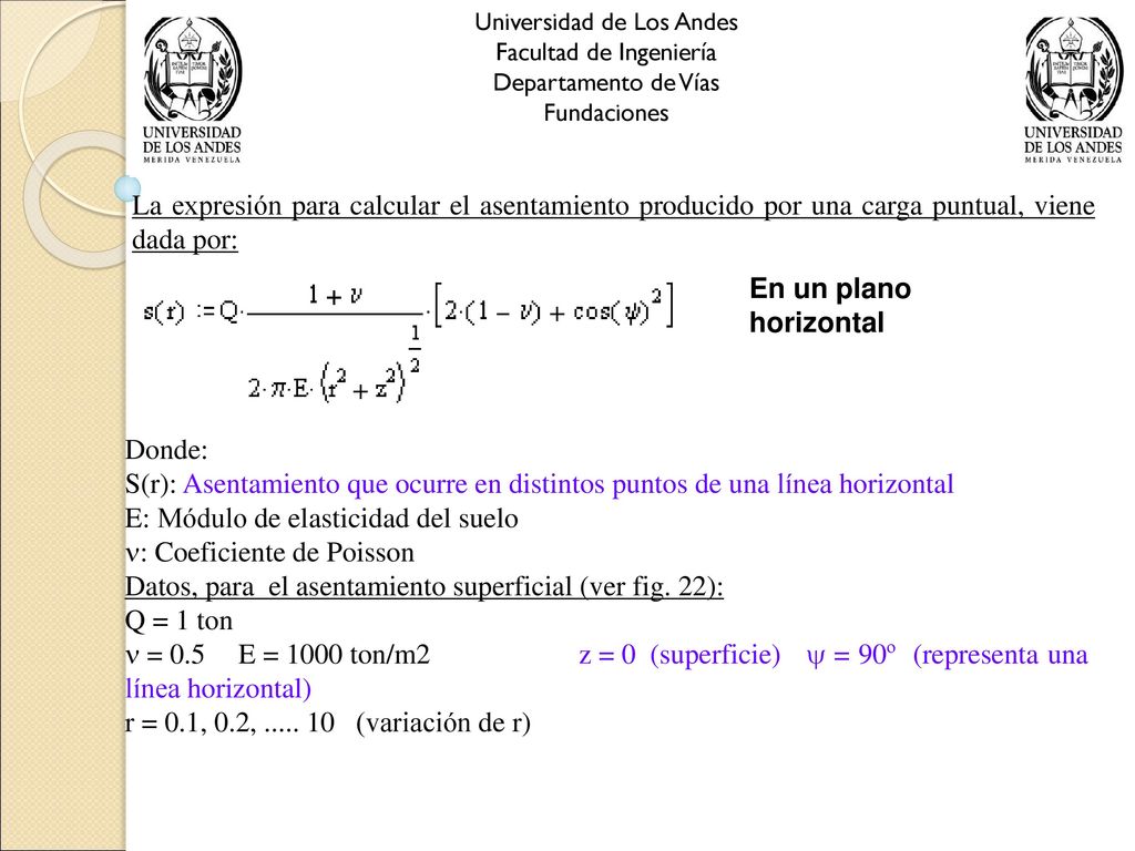 E: Módulo de elasticidad del suelo : Coeficiente de Poisson