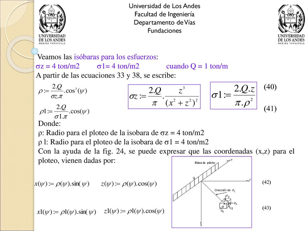 z = 4 ton/m2 1= 4 ton/m2 cuando Q = 1 ton/m