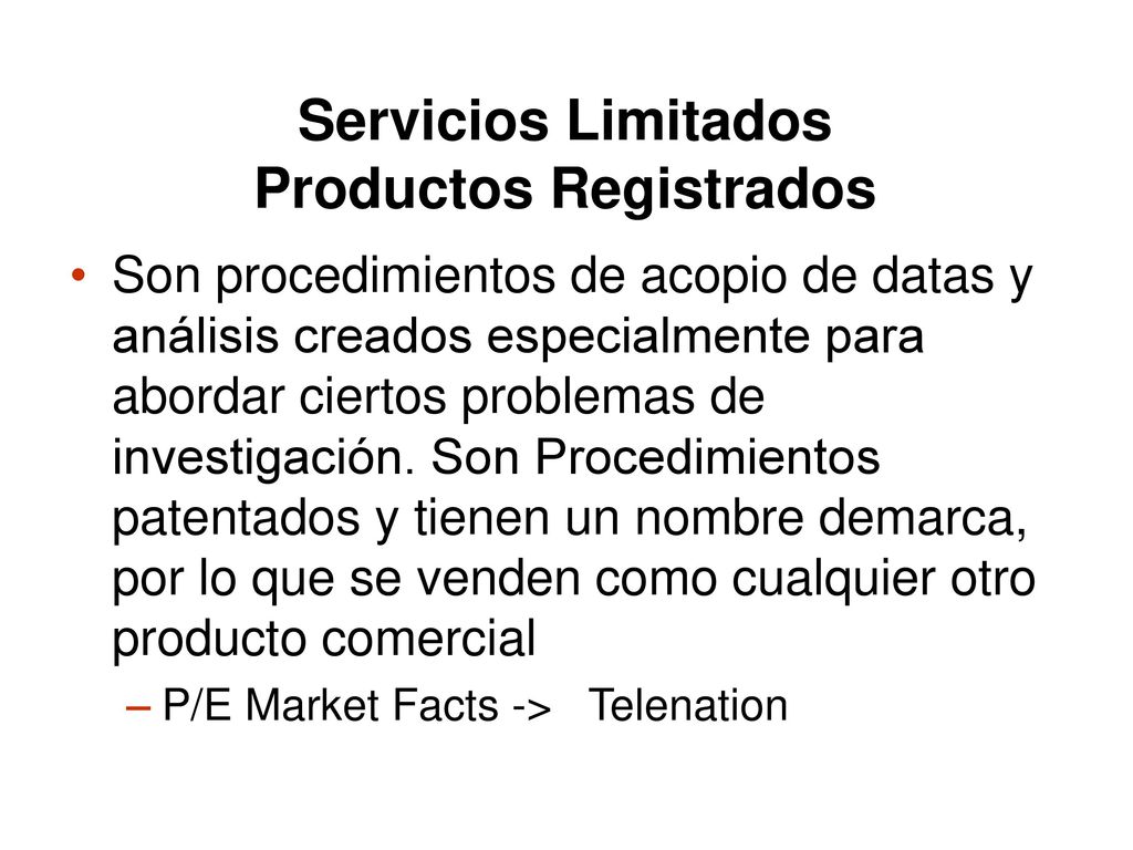 Servicios Limitados Productos Registrados