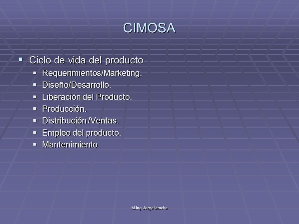 CIMOSA Ciclo de vida del producto Requerimientos/Marketing.