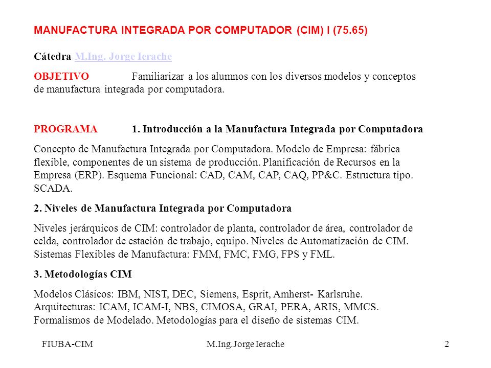 PROGRAMA 1. Introducción a la Manufactura Integrada por Computadora
