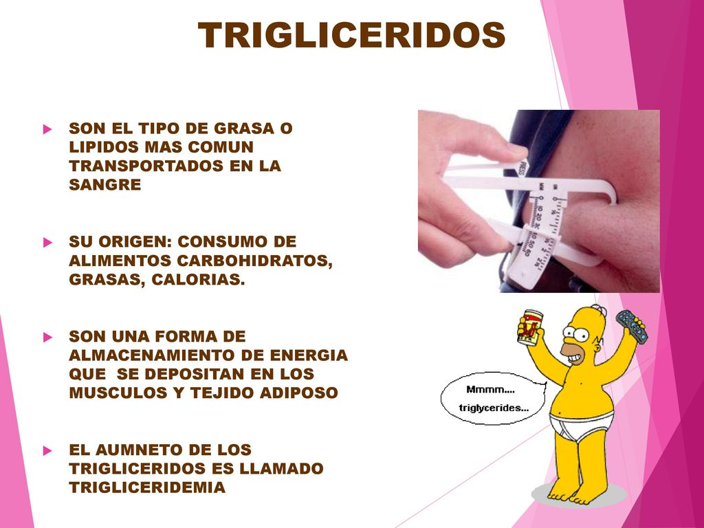 TRIGLICERIDOS SON EL TIPO DE GRASA O LIPIDOS MAS COMUN TRANSPORTADOS EN LA SANGRE.