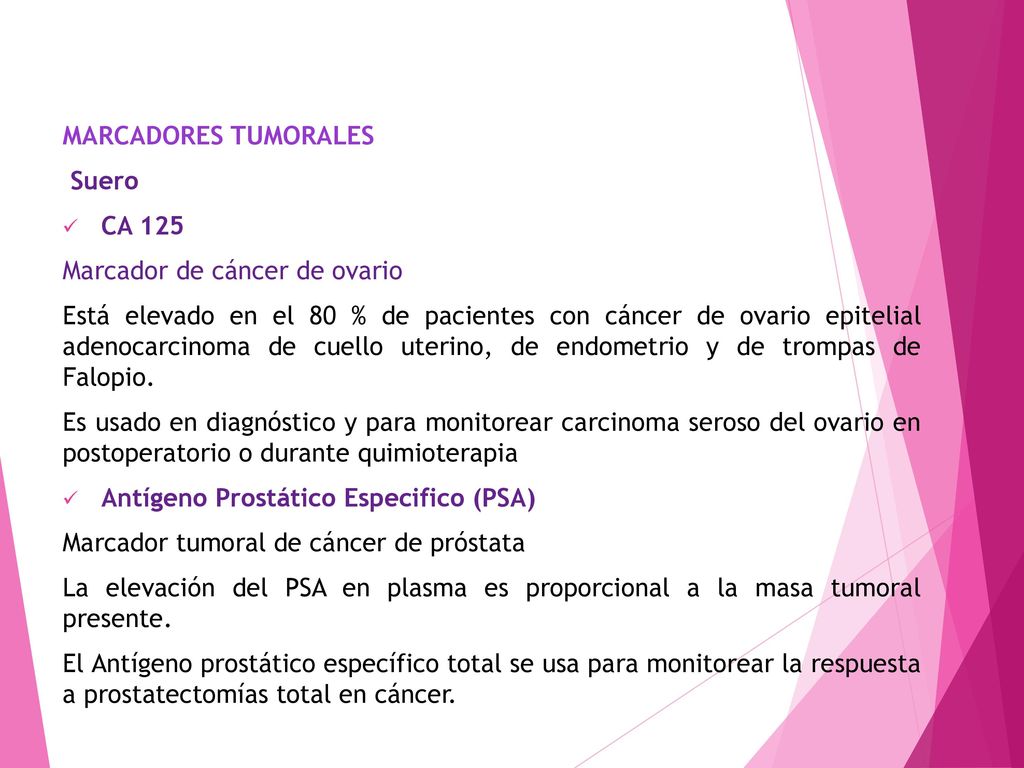 MARCADORES TUMORALES Suero. CA 125. Marcador de cáncer de ovario.