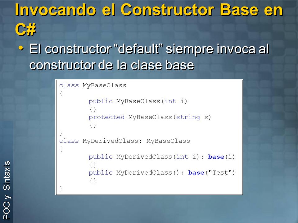 Invocando el Constructor Base en C#