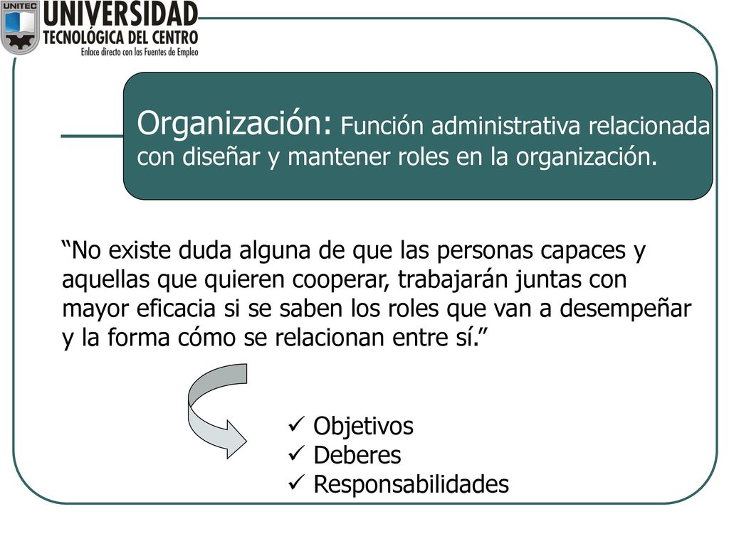 Organización: Función administrativa relacionada