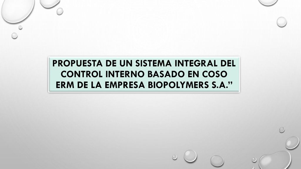 PROPUESTA DE UN SISTEMA INTEGRAL DEL CONTROL INTERNO BASADO EN COSO ERM DE LA EMPRESA BIOPOLYMERS S.A.