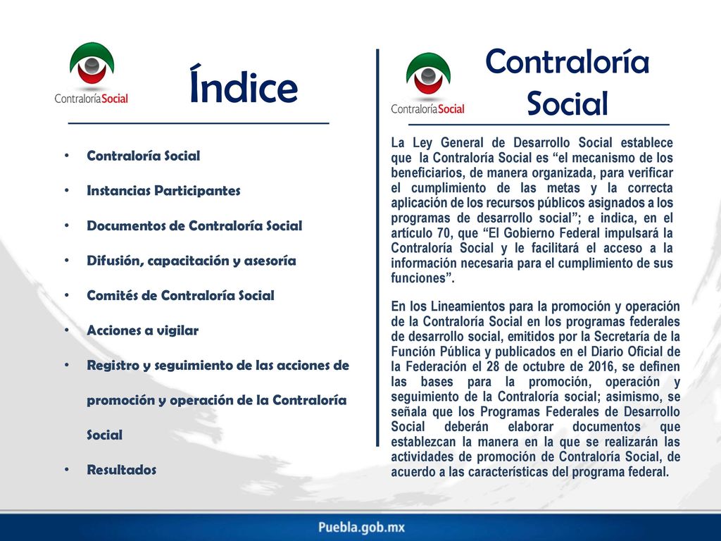 Índice Contraloría Social 20 de mayo 17 de junio Contraloría Social