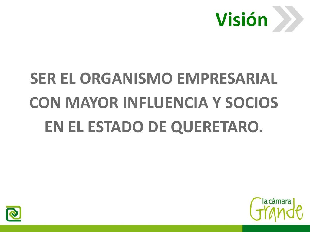 Visión SER EL ORGANISMO EMPRESARIAL CON MAYOR INFLUENCIA Y SOCIOS