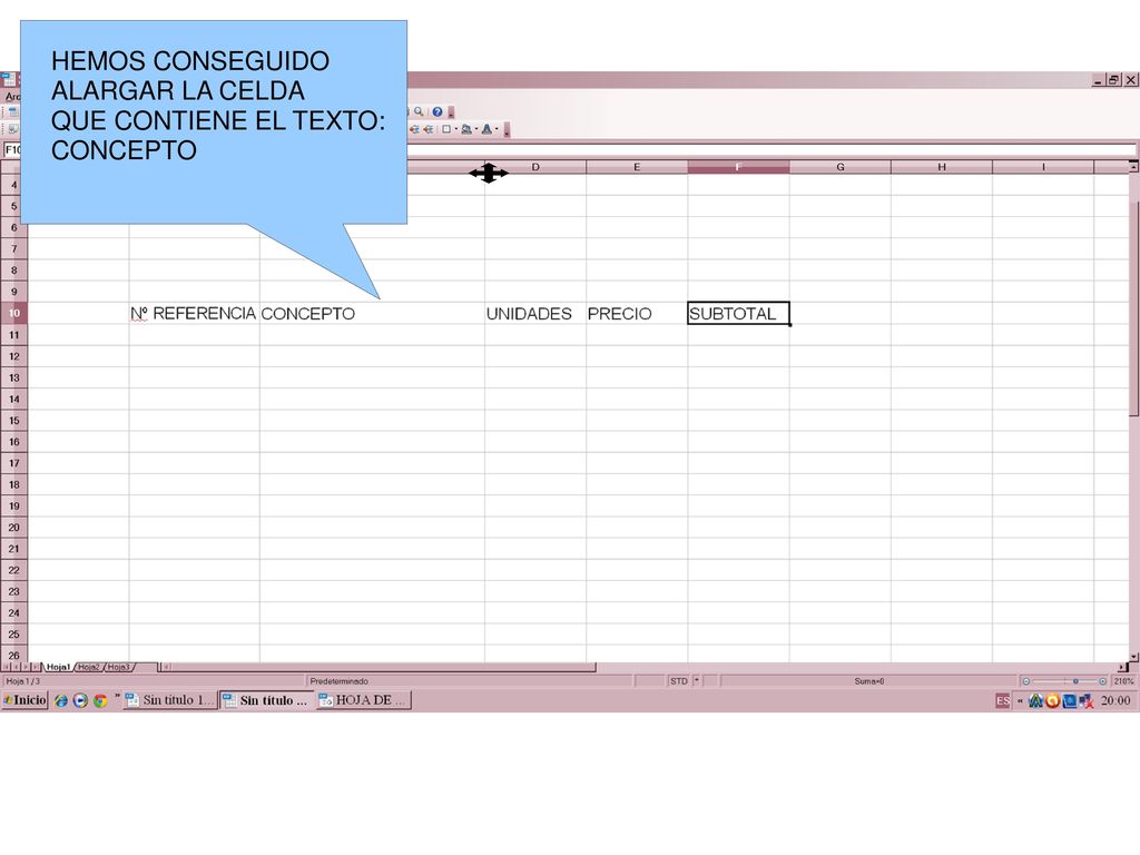 HEMOS CONSEGUIDO ALARGAR LA CELDA QUE CONTIENE EL TEXTO: CONCEPTO