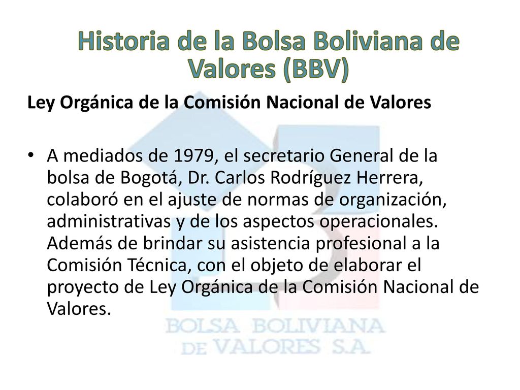 Historia de la Bolsa Boliviana de Valores (BBV)