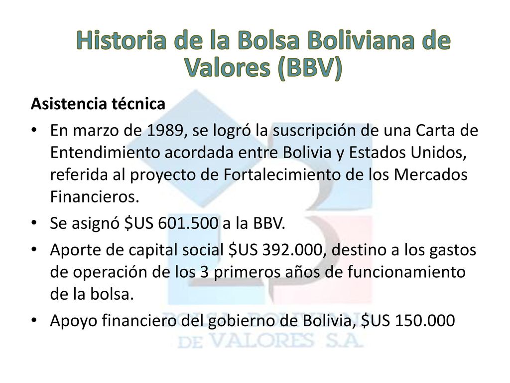 Historia de la Bolsa Boliviana de Valores (BBV)