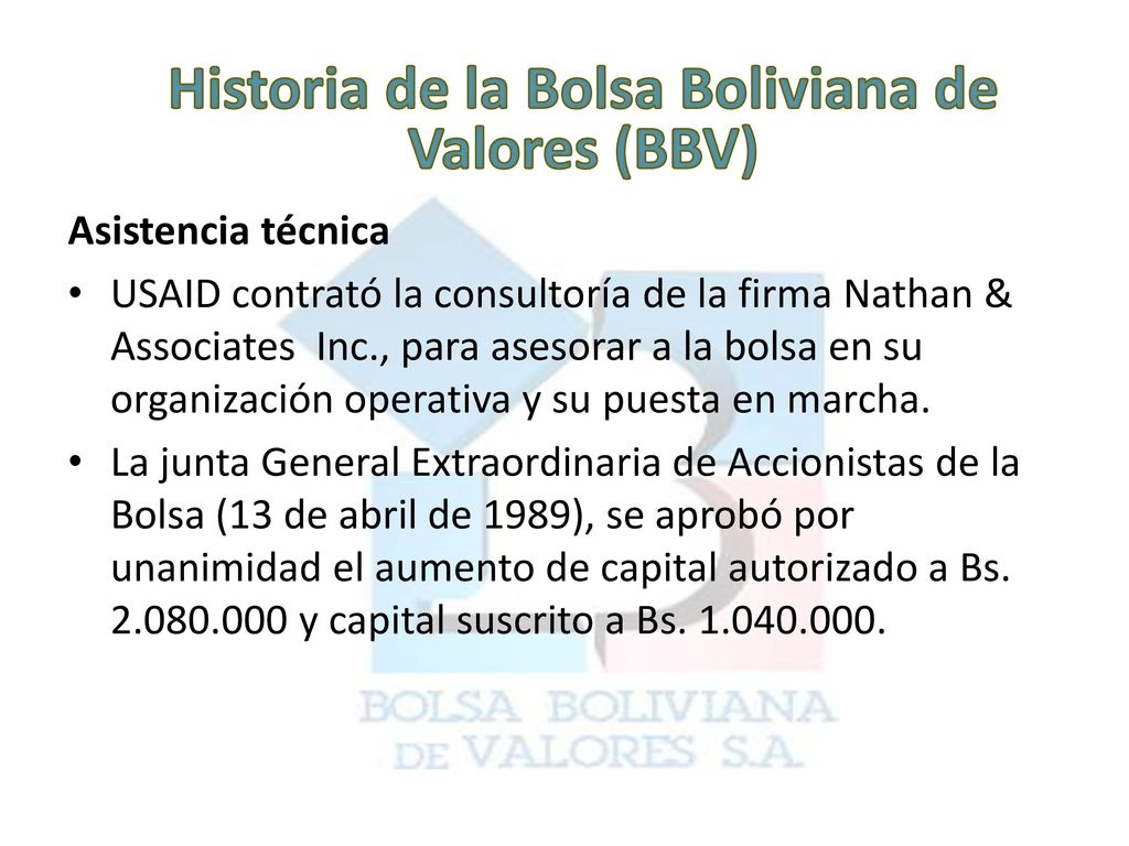 Historia de la Bolsa Boliviana de Valores (BBV)