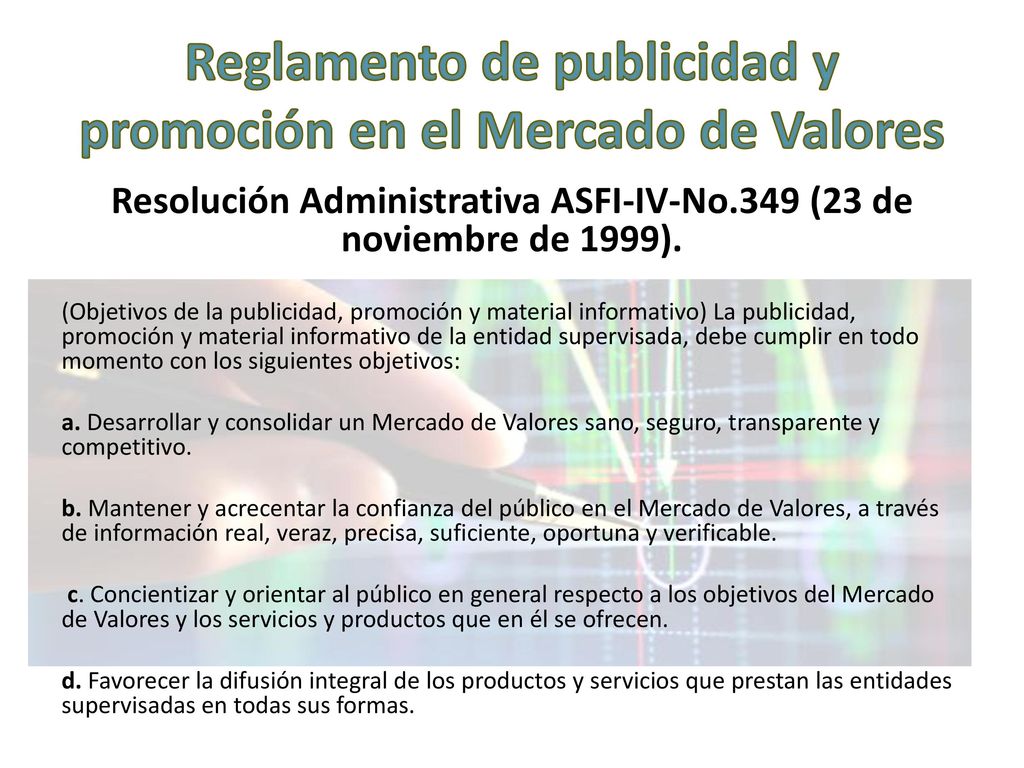 Reglamento de publicidad y promoción en el Mercado de Valores