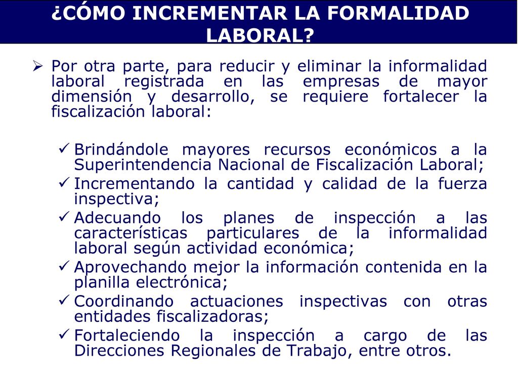 ¿CÓMO INCREMENTAR LA FORMALIDAD LABORAL