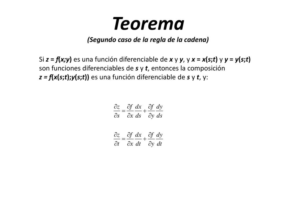 Teorema (Segundo caso de la regla de la cadena)