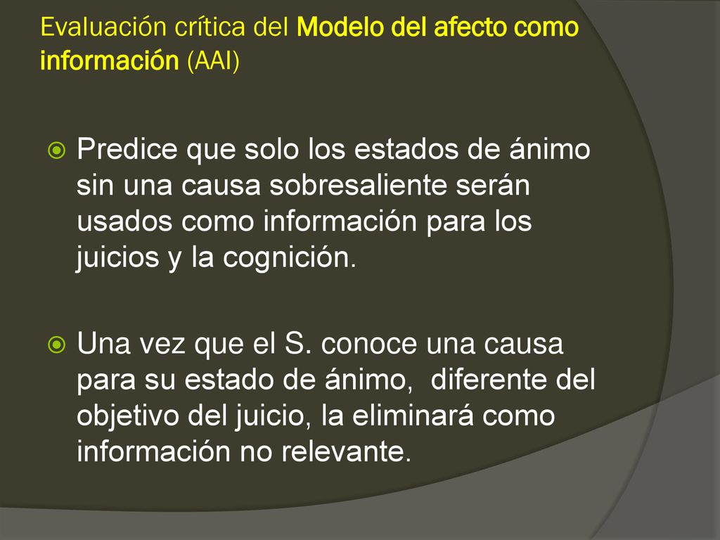 Evaluación crítica del Modelo del afecto como información (AAI)