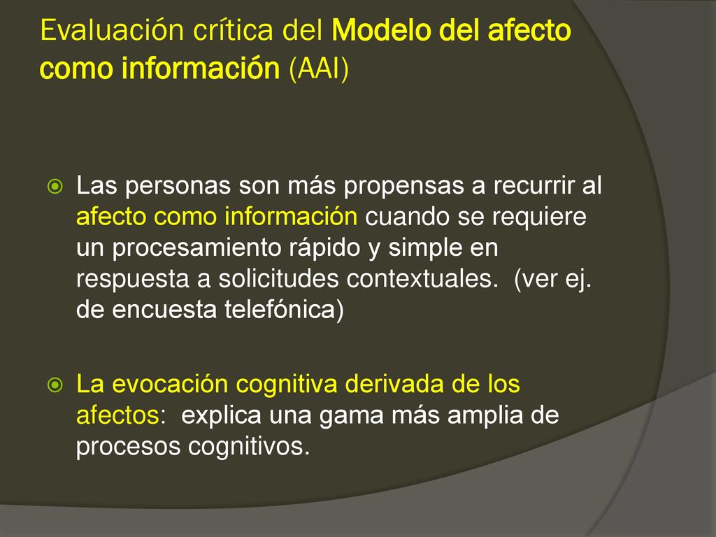 Evaluación crítica del Modelo del afecto como información (AAI)