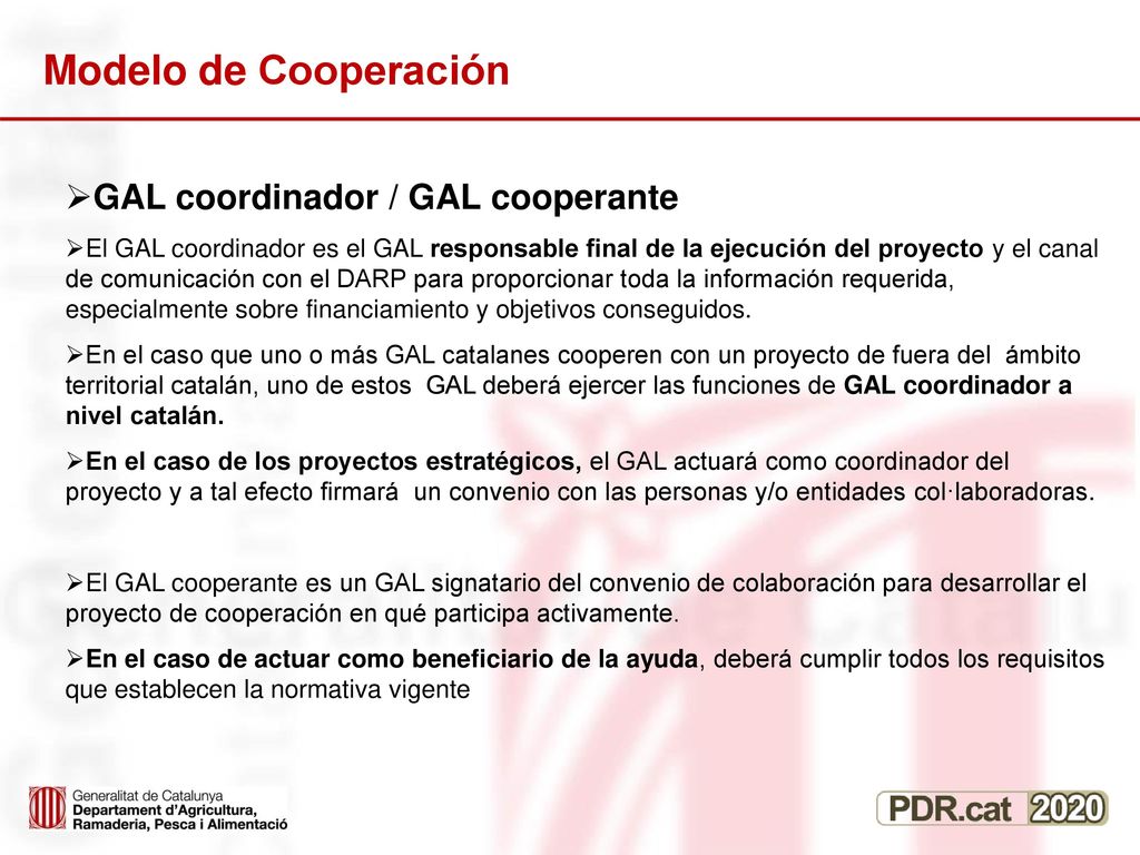 Modelo de Cooperación GAL coordinador / GAL cooperante