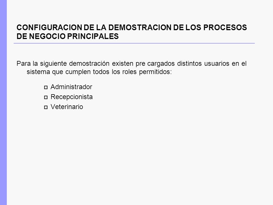 HP 2010 CONFIGURACION DE LA DEMOSTRACION DE LOS PROCESOS DE NEGOCIO PRINCIPALES.