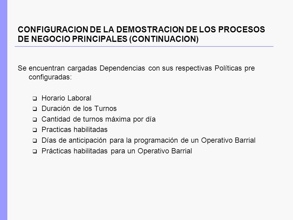 HP 2010 CONFIGURACION DE LA DEMOSTRACION DE LOS PROCESOS DE NEGOCIO PRINCIPALES (CONTINUACION)