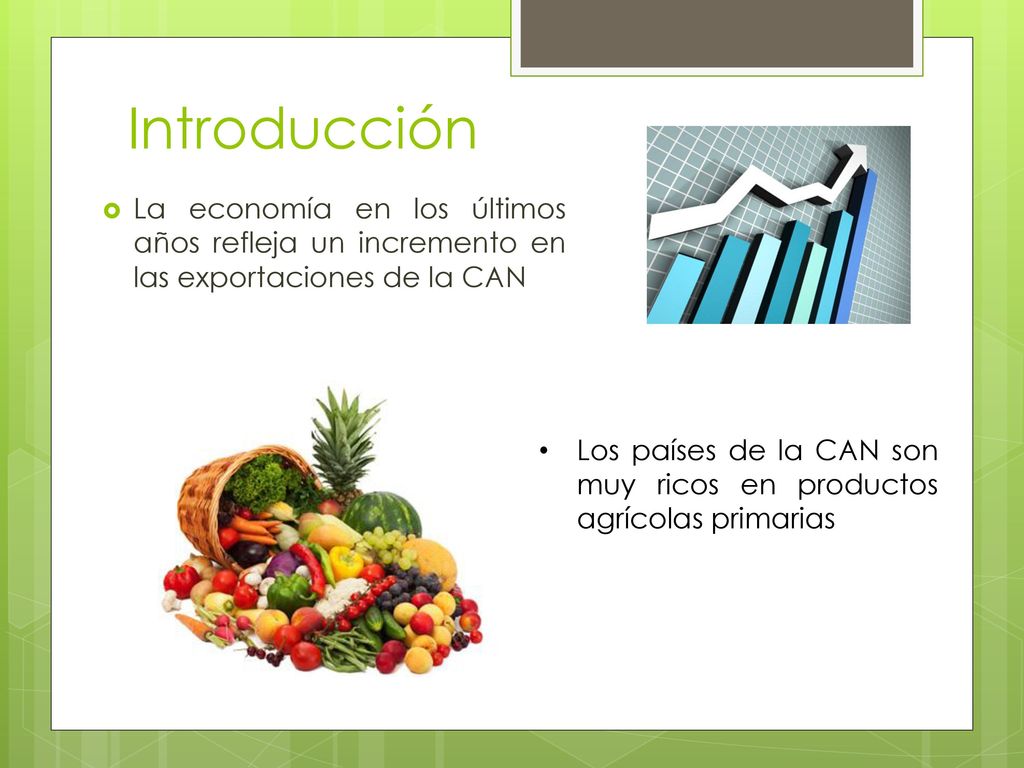 Introducción La economía en los últimos años refleja un incremento en las exportaciones de la CAN.
