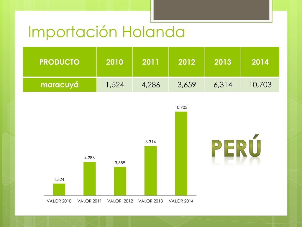 Perú Importación Holanda PRODUCTO maracuyá