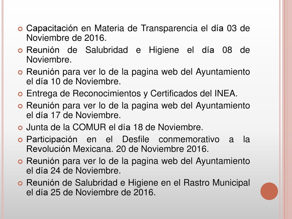 Capacitación en Materia de Transparencia el día 03 de Noviembre de 2016.